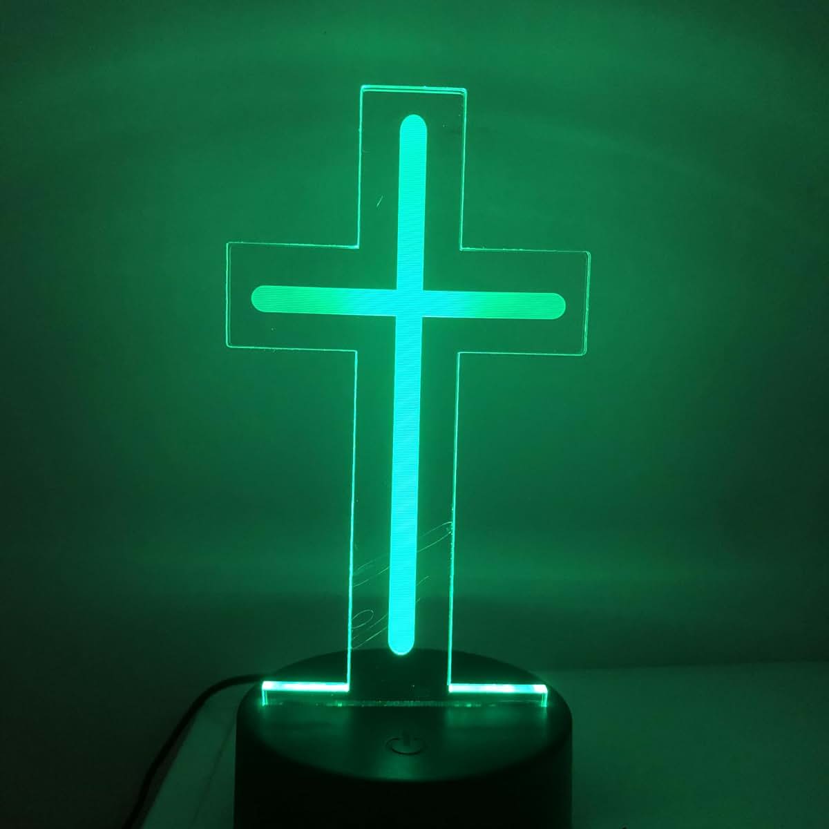 TIGDNP Christian Cross Night Light 3D Visible Acrylic Plate LED Lamp, Valentine's Day Cute Rabbit Animal Night Light