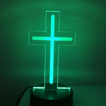 TIGDNP Christian Cross Night Light 3D Visible Acrylic Plate LED Lamp, Valentine's Day Cute Rabbit Animal Night Light