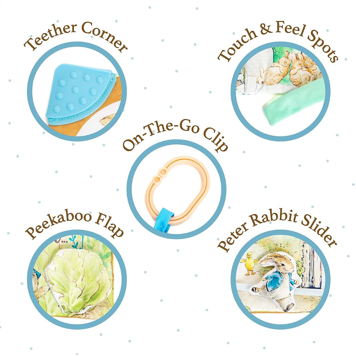KIDS PREFERRED Peter Rabbit Soft Book with toy, Teether and Crinkle, 5 Inches (photo 3)