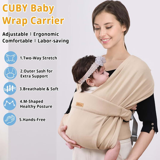 Cuby Baby Wrap Carrier Sling In Beige Cotton