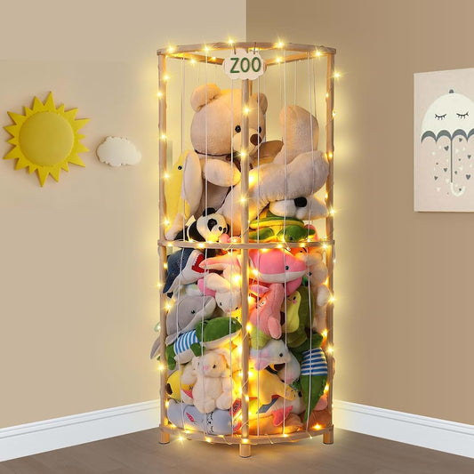 Essenhome Sector Design Extra-Large Wooden Stuffed Animal Zoo Storage