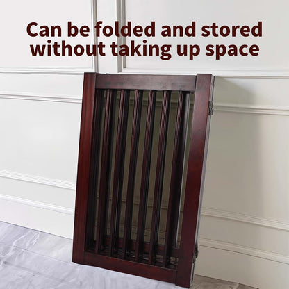 RedFinches Wooden Freestanding Pet Gate, 4-Panel Folding Room Divider