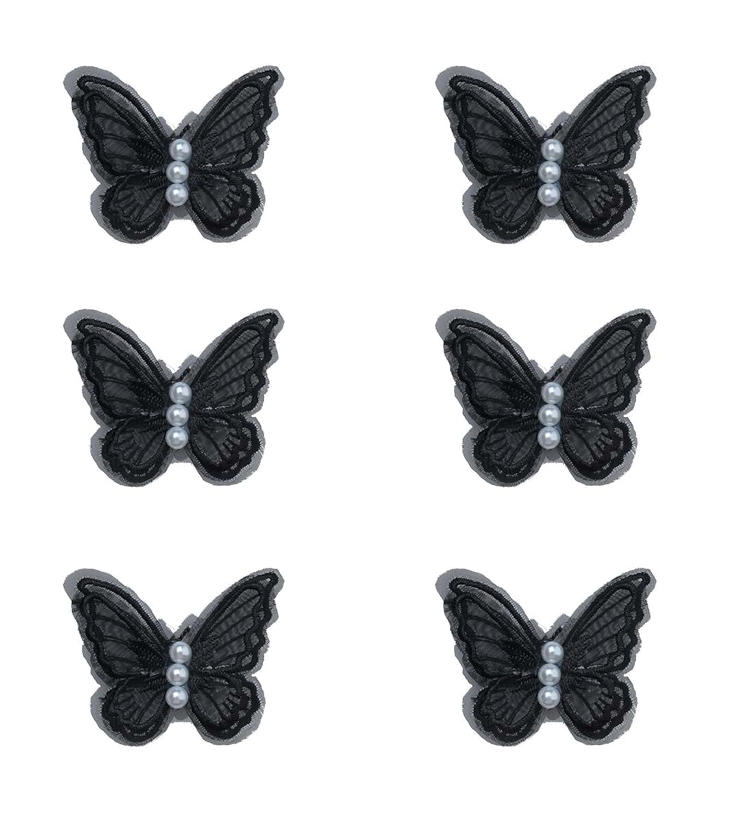 SOWAKA Lace Butterfly Hair Clips with Pearl 6-Pack