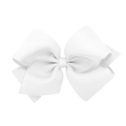Wee Ones Girls' Grosgrain Hair Bows With Organza Overlay On WeeStay Clip, King, White