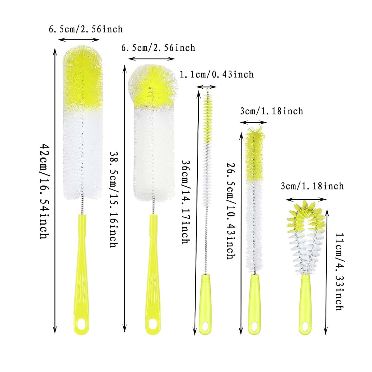 5-Piece Multi-Purpose Bottle Brush Set for Kitchenware Cleaning
