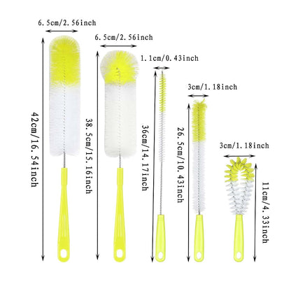 5-Piece Multi-Purpose Bottle Brush Set for Kitchenware Cleaning