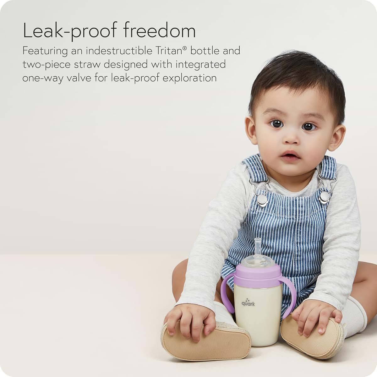 Quark BuubiBottle Sip Toddler Sippy Cup with Handles & Straw Transition Sippy Cups for Baby - Easy-Clean Wide Mouth (photo 3)