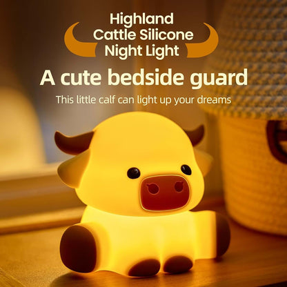BabyOneStop Highland Cow Squishy Silicone Night Light With Timer
