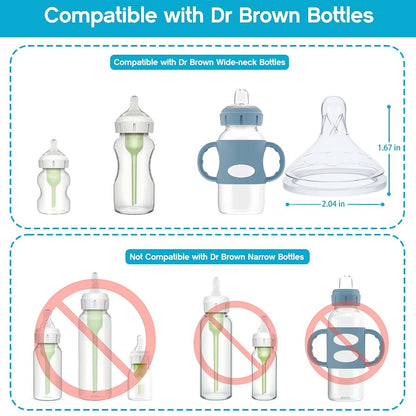 Cathill Silicone Baby Nipple for Dr Brown's Wide-Neck Bottles, Slow Flow Level 1, 6-Pack, 0m+