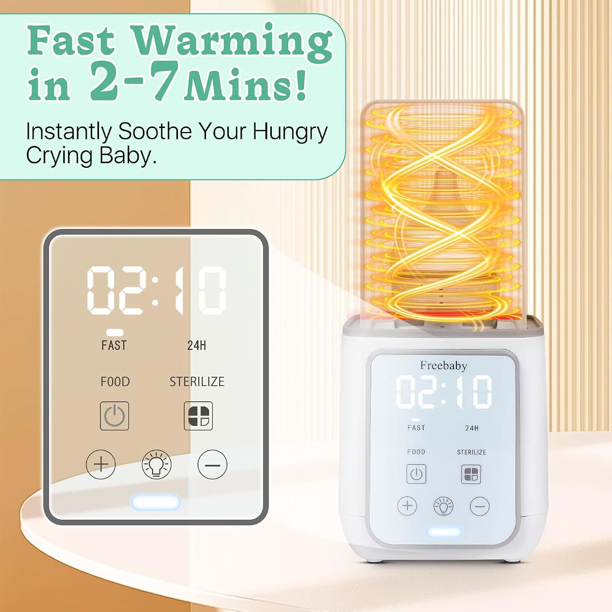 Freebaby Fast Bottle Warmer for Breast Milk & Formula, Gray