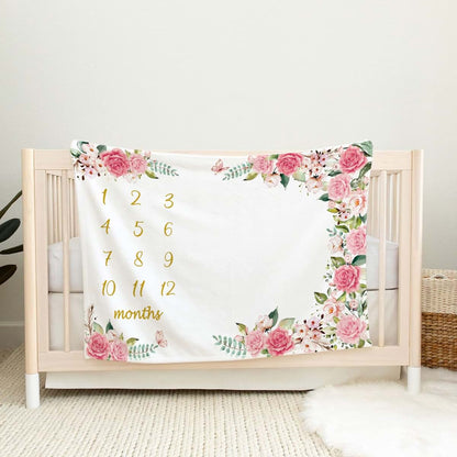 Yokakio Baby Monthly Milestone Blanket Girl, Milestone Blanket for Baby Girl, Track Growth and Age, Newborn Shower (photo 2)