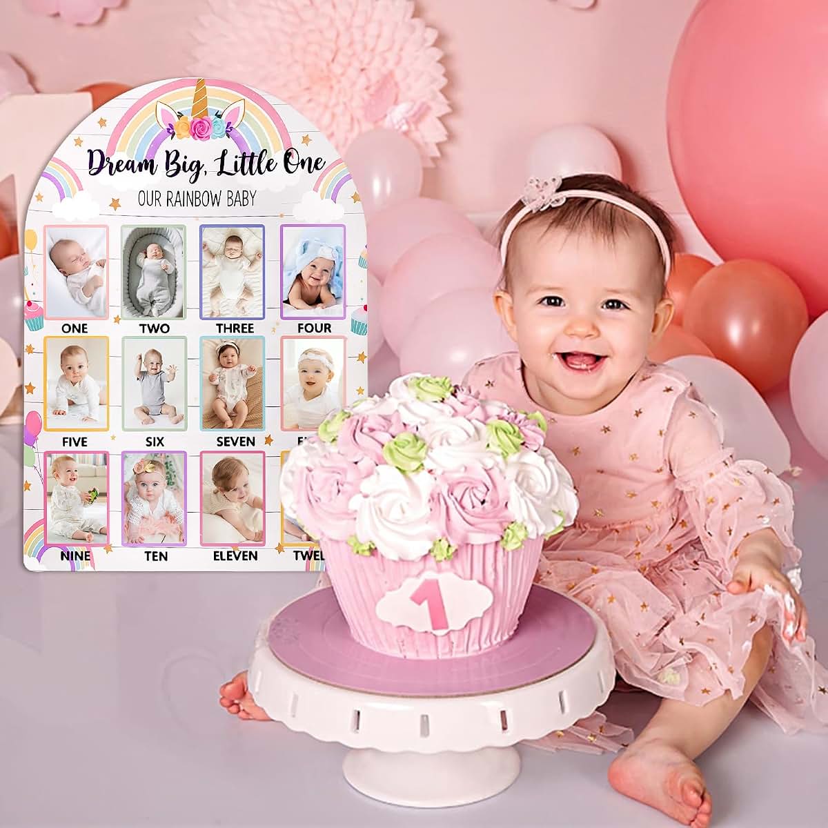 Daco Min My First Year Photo Display Board - Rainbow Milestone Frame (photo 2)