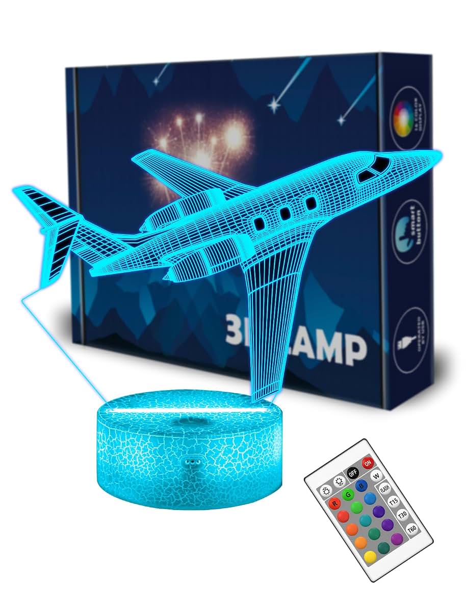 Airplane Pilot Lamp Night Light with Remote Control and 16 Colors