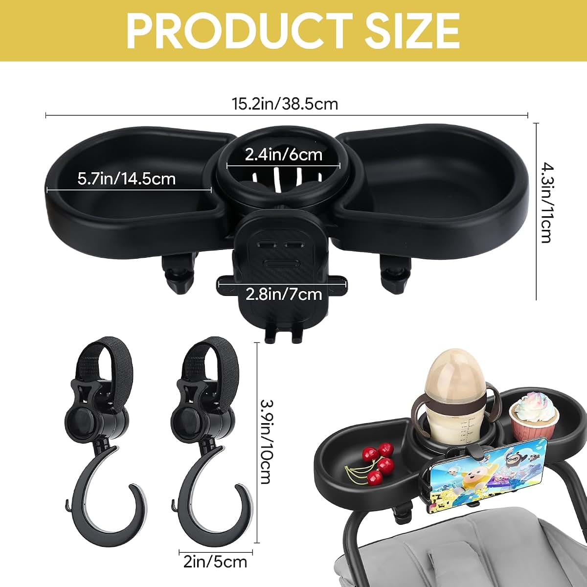 ShioShin Universal Stroller Snack Tray With Cup Holder (photo 3)