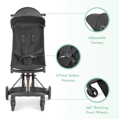 Evolur Roamer Ultra Lightweight Stroller, Compact One-Hand Self-Standing Fold Travel Stroller with 5-Point Safety (photo 4)