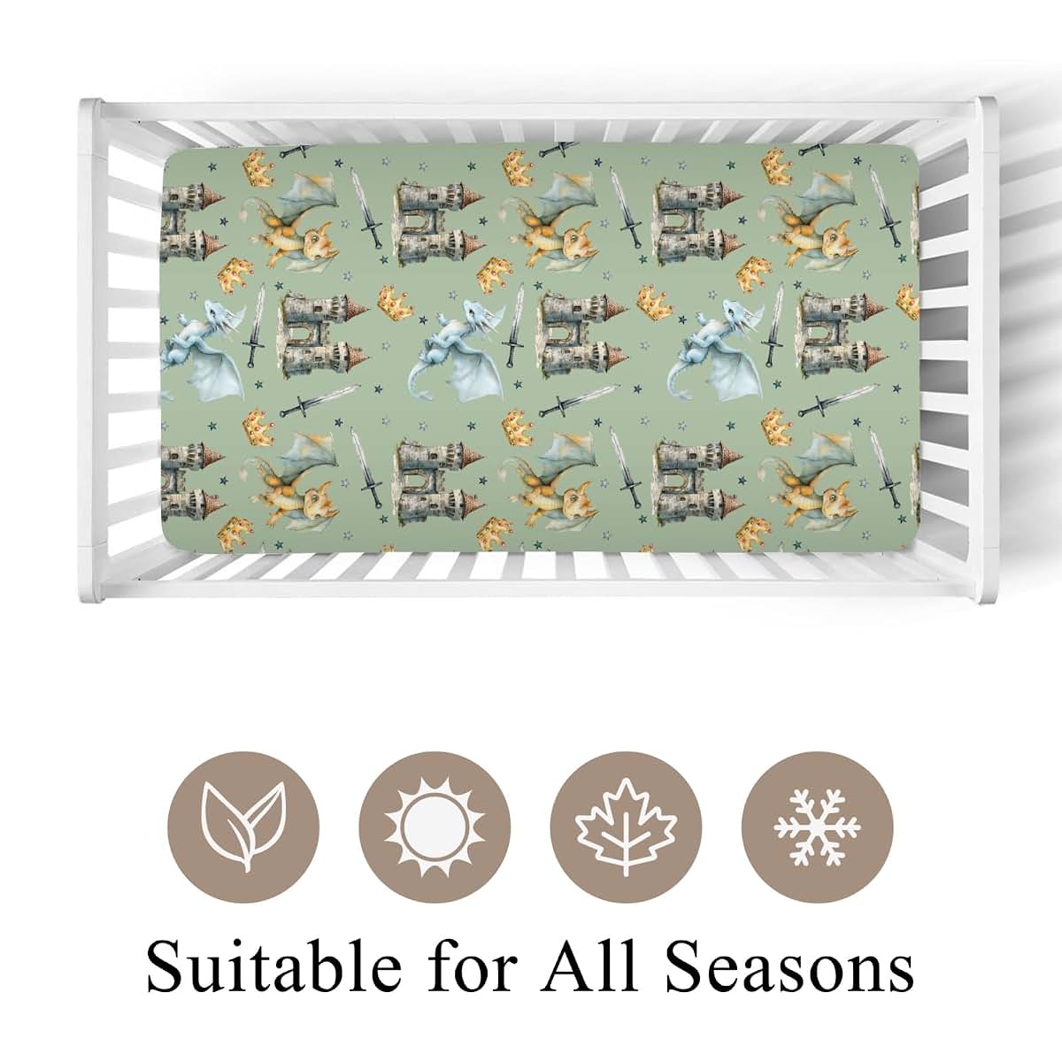 Wicbfdfv Fairytale Dragon Castle Fitted Baby Crib Sheet (photo 2)