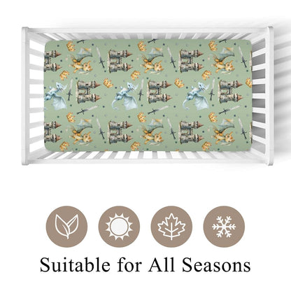 Wicbfdfv Fairytale Dragon Castle Fitted Baby Crib Sheet (photo 2)