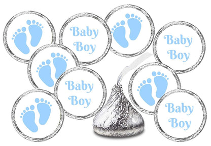 BabyOneStop Baby Boy Blue Footprints Kisses Labels 324 Count Self-Adhesive Stickers