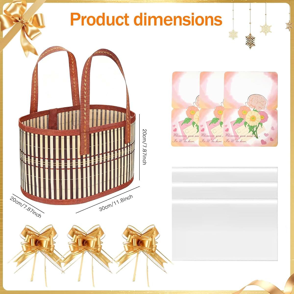 XONYOOM 3 Set Empty Gift Basket Large Baskets for Gifts Empty Foldable Woven Gift Basket with Handle for Baby Baptisms (photo 3)