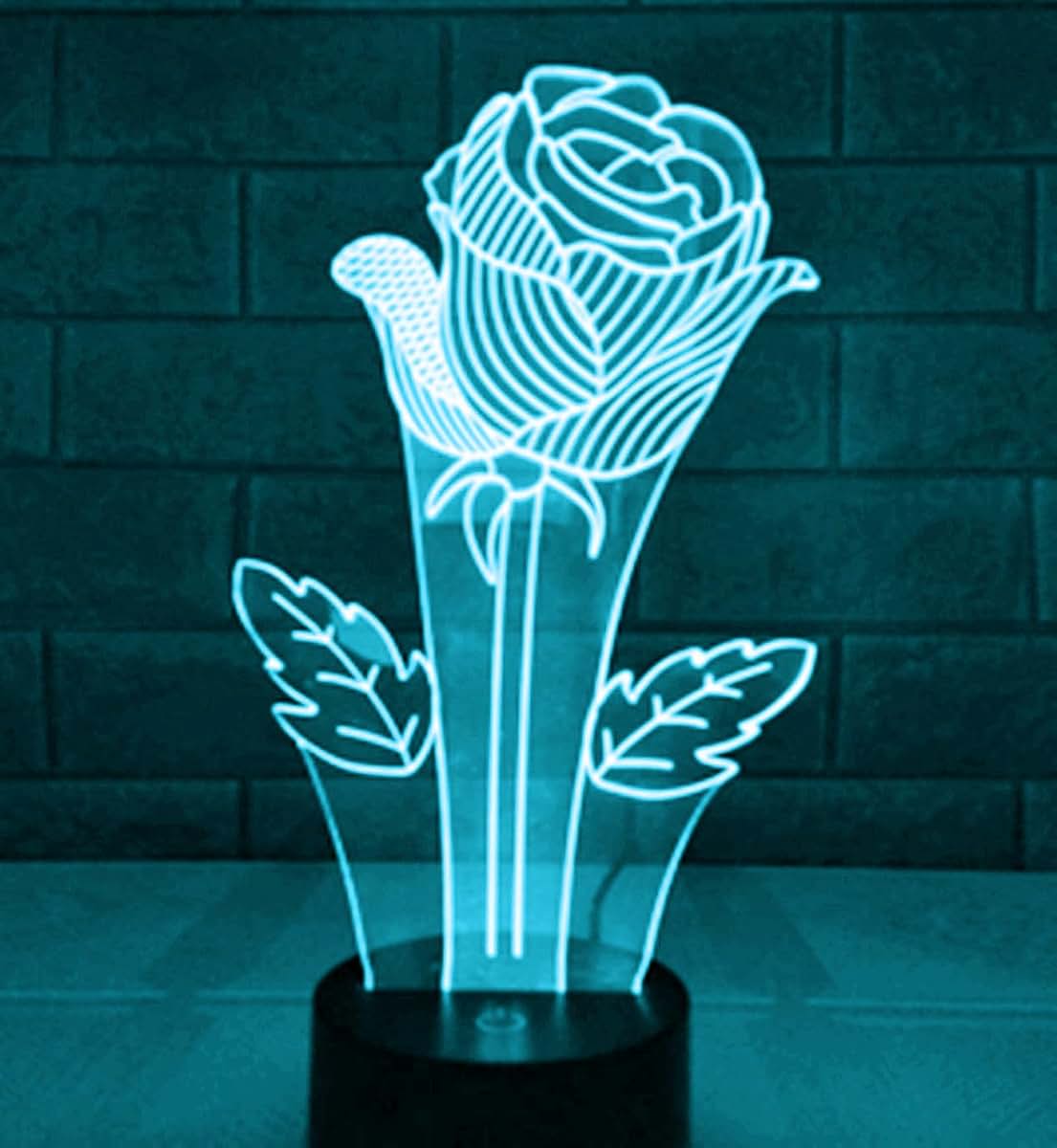 Jinnwell 3D Rose Flower Night Light Lamp 7 Color Changing Table Desk Lamp (photo 4)