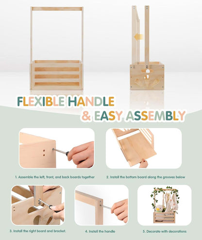 Wooden Pet Storage Basket for Toys and Accessories