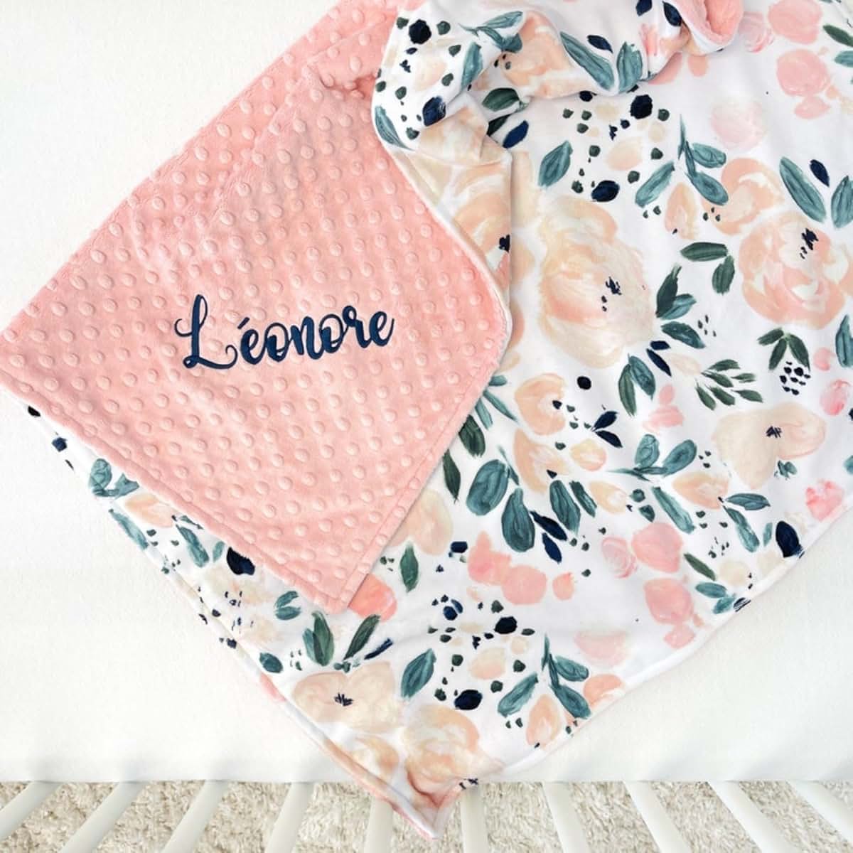 Qijundian Personalized Baby Blanket Lovey with Custom Embroidered Name,Personalized Baby Gift for Birthday Baby Shower (photo 2)