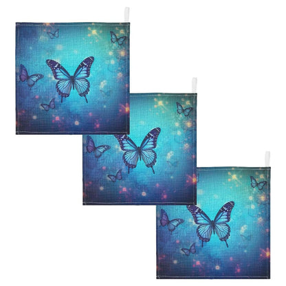WELLDAY Blue Butterfly Baby Washcloths, 5-Pack Cotton Muslin Washcloths 12x12 in