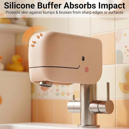 Adorila Whale Silicone Bathtub Faucet Spout Cover with Adjustable Straps, Almond Beige