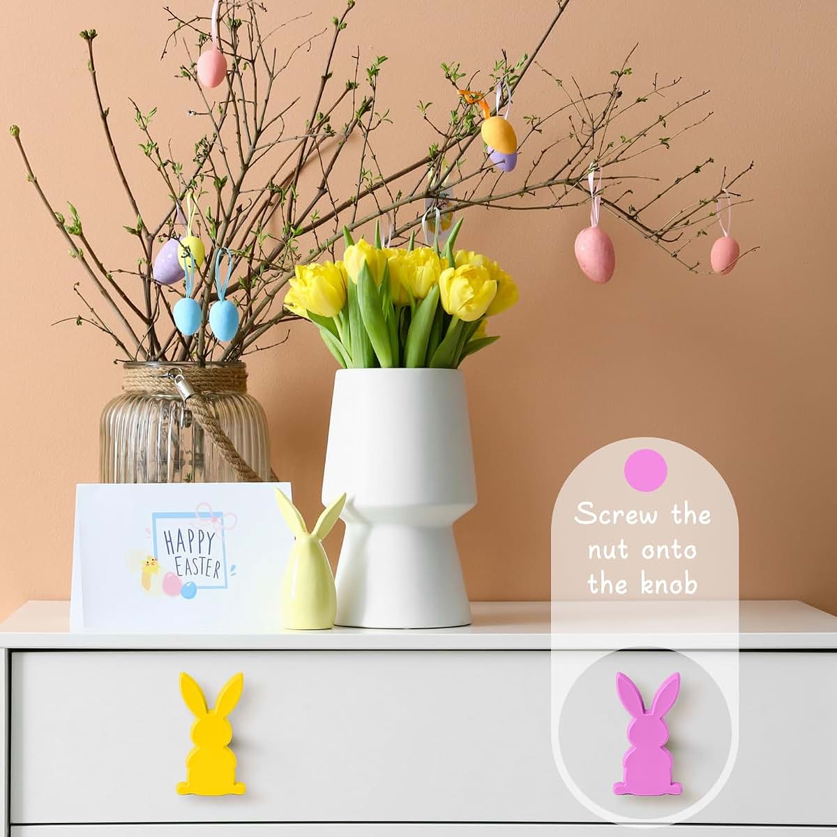 Kathfly Easter Bunny Silicone Drawer Knobs for Cabinets & Dressers