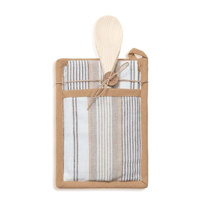 Elsie & Zoey Tan Stripe 3-Piece Kitchen Set