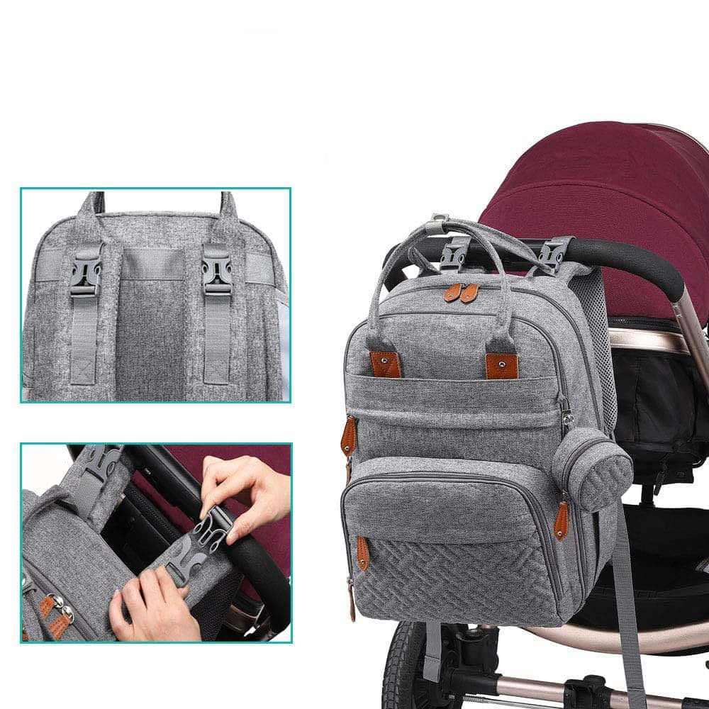 Kirli Diaper Bag Backpack with Insulated Holders, Light Gray
