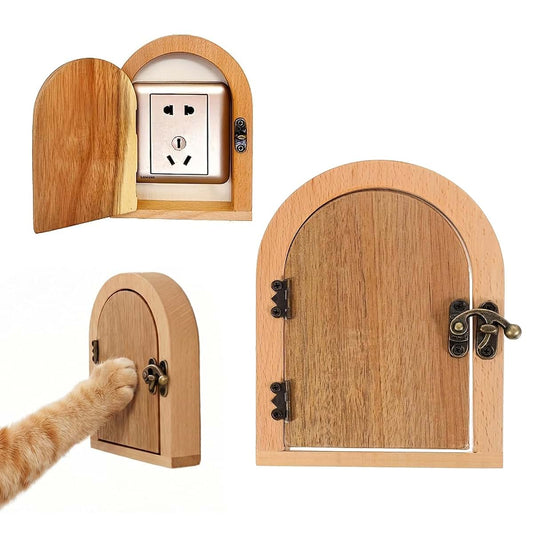 Truzoig Fairy Door Outlet Cover Plate, Decorative Brown Wooden Wall Accent