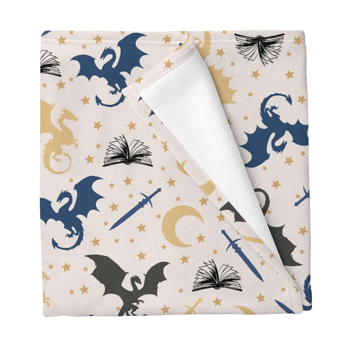 Cstdyfrv Fantasy Dragons and Books Soft Flannel Baby Blanket