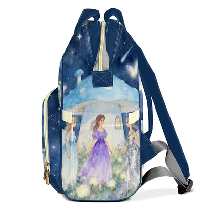 LiSoAkWE Personalized Large Capacity Diaper Bags,CustomWatercolor Night Fairy Mushrooms Name Backpack Casual Daypack (photo 3)