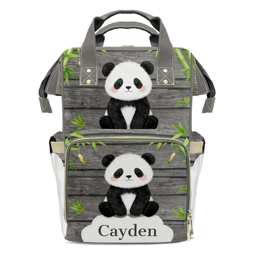 YallLocoMo Personalized Diaper Bag Backpack Gift Watercolor Bamboo Panda Ultimate Nappy Bag: Spacious, Waterproof &