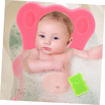 ibasenice Baby Bath Mat Sponge Pad with Cartoon Bear Design, Non-Slip Cushion for Tub, Pink