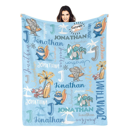 BlueKeyStudio Personalized Baby Blanket for Boys Girls Custom Baby Blanket with Name Customzied Name Blanket Baby Gifts