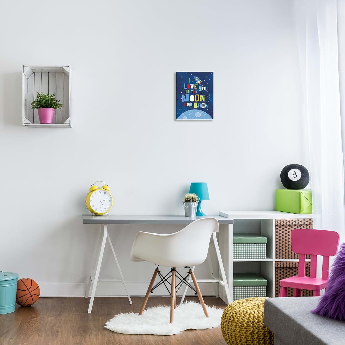 Moon & Back Rocket Ship Wall Art Plaque | 10 x 15 Inches Lithograph Print