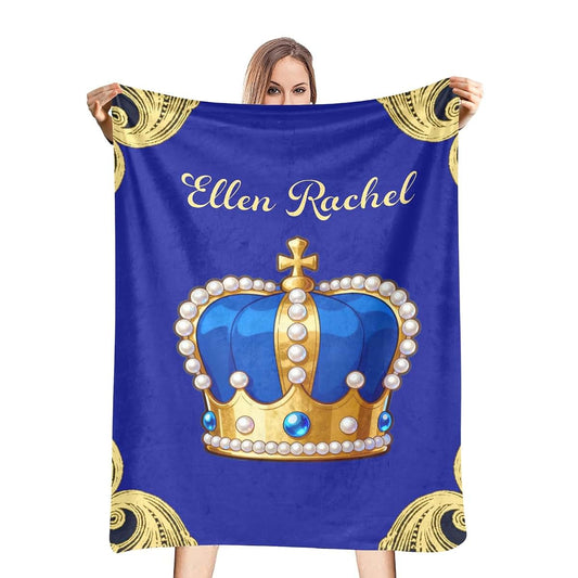 NZOOHY Personalized Crown Baby Blanket, Custom Sherpa Fleece Throw