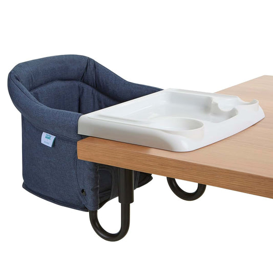 Evolur Hook-On Baby High Chair, Portable Clamp-On Dining Seat, Navy | Clip-On Table Chair, Dishwasher Safe Food Grade