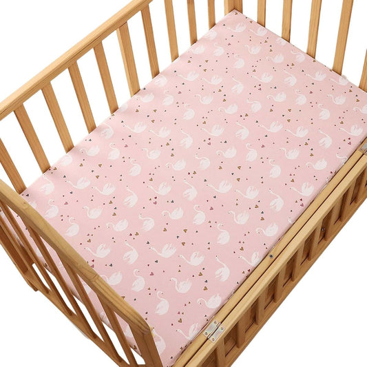 MENGLANSI Breathable Cotton Knit Crib Sheet Fitted with All Around Elastic 120X60Cm for Newborns Nursery Breathable