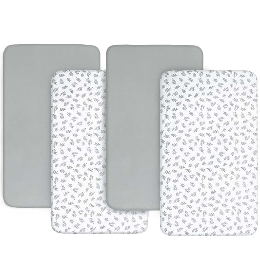 Baby Bassinet Sheets 4 Pack Fitted Microfiber Mattress Covers