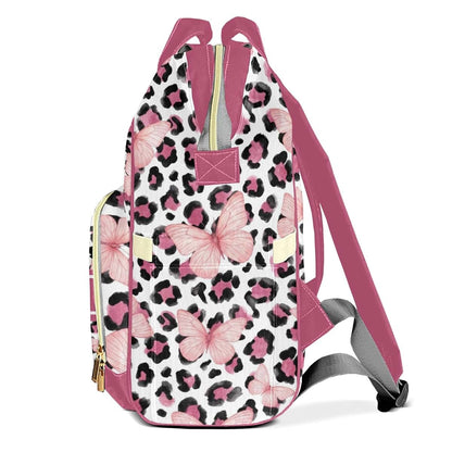 Joyestore Leopard Butterfly Print Custom Diaper Backpack Mom Baby Bag Parent Gift (photo 3)