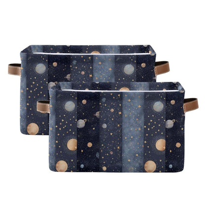 Pfrewn Collapsible Storage Basket Space Planets Comets Dark Rectangular Organizer