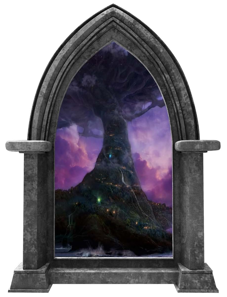 Castle Scape Fairy Tale Window Wall Decal | Removable Elf Village Decor