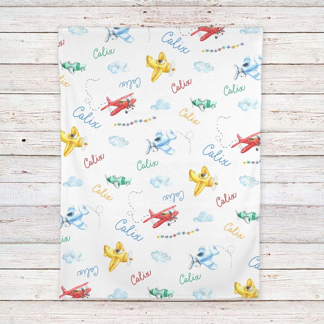 Lovable Gift Co Airplane Personalized Baby Receiving Swaddle Blanket (photo 4)