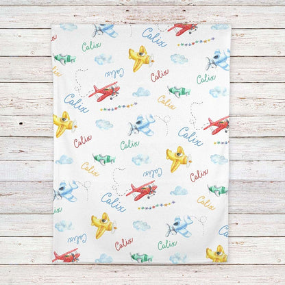 Lovable Gift Co Airplane Personalized Baby Receiving Swaddle Blanket (photo 4)