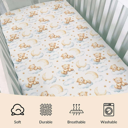 Pynnlts Cartoon Bear Baby Crib Sheet Fitted Toddler Nursery Bed Mattress (photo 3)
