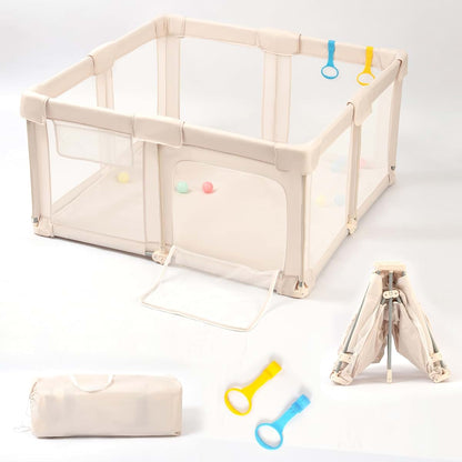 Tomboss Foldable Baby Playpen with Breathable Mesh Sides