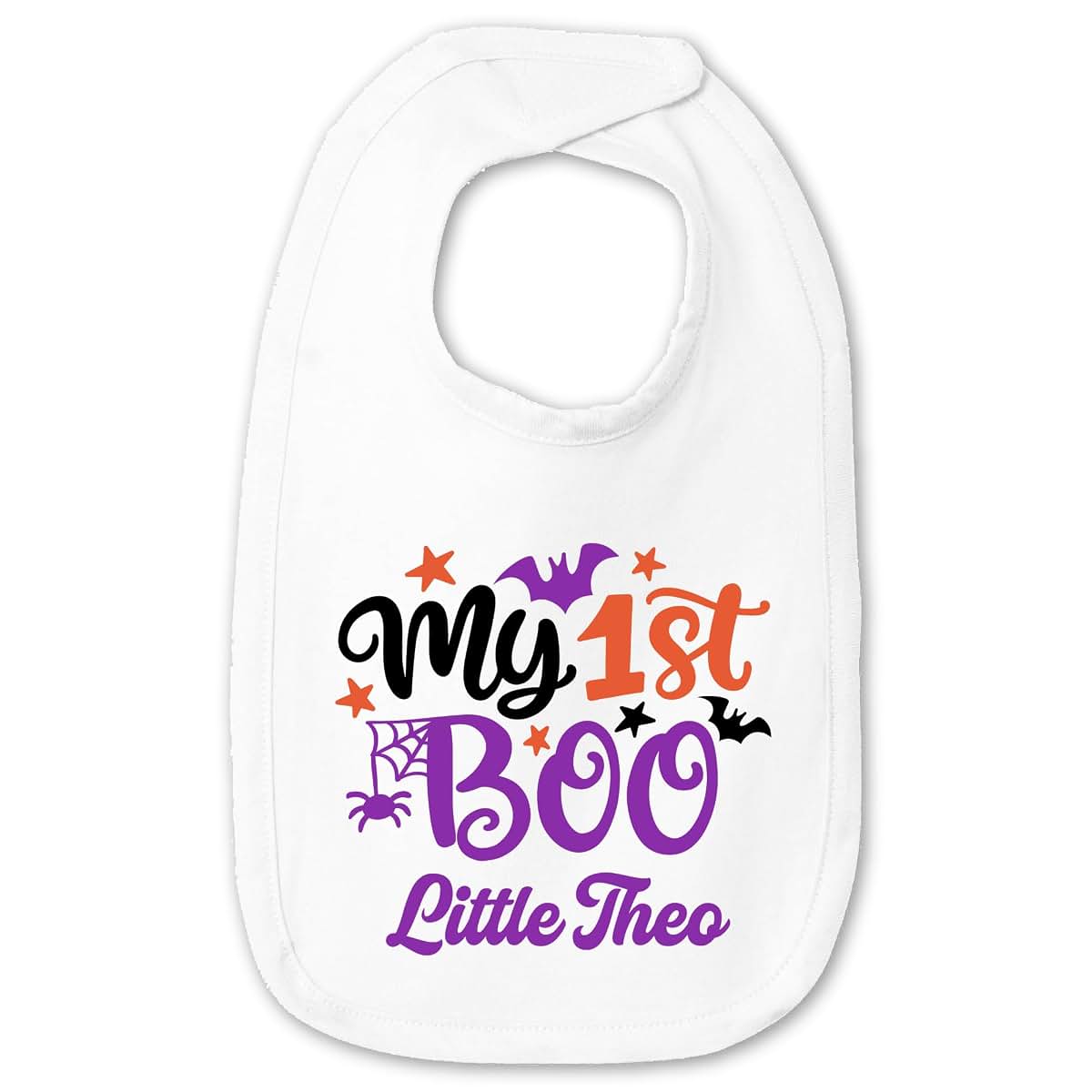 Smiling Jindo Personalized My 1st Boo Baby Bib – Custom Name First Halloween Bib for Newborns & Infants – Soft Cotton